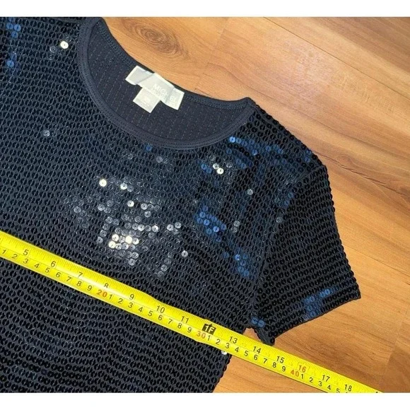 Womens Michael Kors Sequin Black Party Disco‎ Shirt - Picture 5 of 6